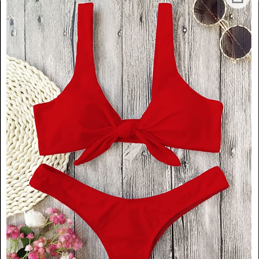 Women Knotted Padded Thong Bikini Swimsuit Beach